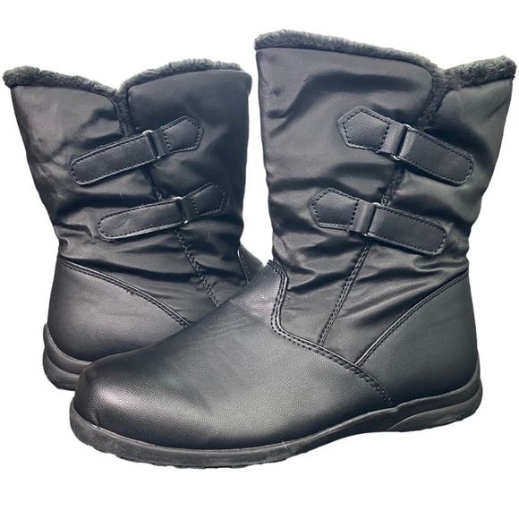 Totes Black Faux Fur Side-Zip Boots - Size 8M - Picture 4 of 12